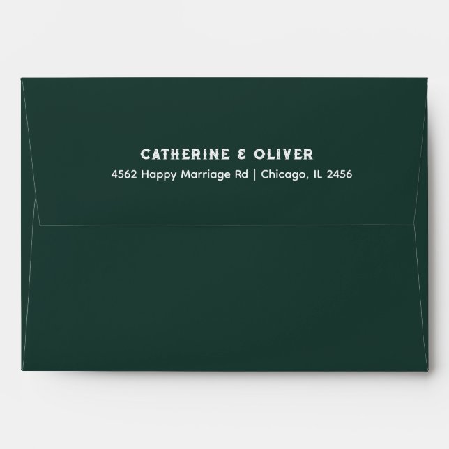 Teal Exotic Floral Custom Wedding Envelope (Back (Top Flap))