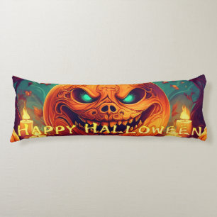 Teal-Eyed Pumpkin Candles Full Moon Halloween Body Cushion