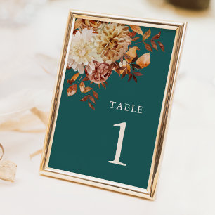 Teal Fall Table Number