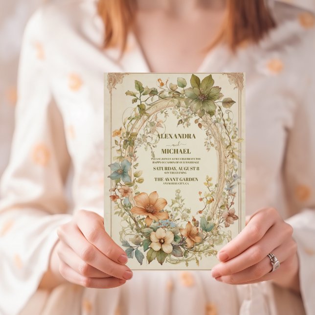 Teal Fall Terracotta Watercolor Floral Wedding Invitation (Creator Uploaded)