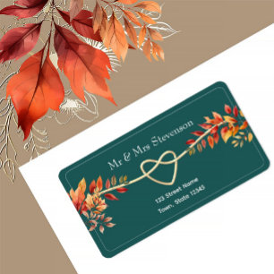 Teal Fall Wedding Return Address Label