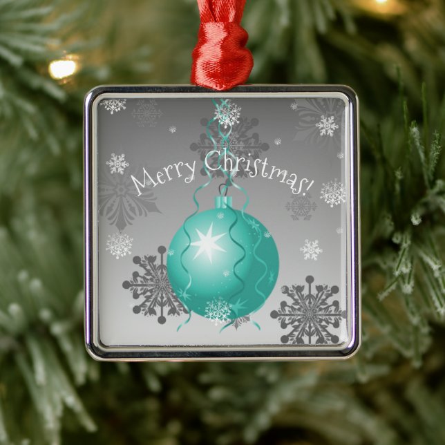 Teal Fancy Christmas Ornament Ceramic Ornament (Tree)