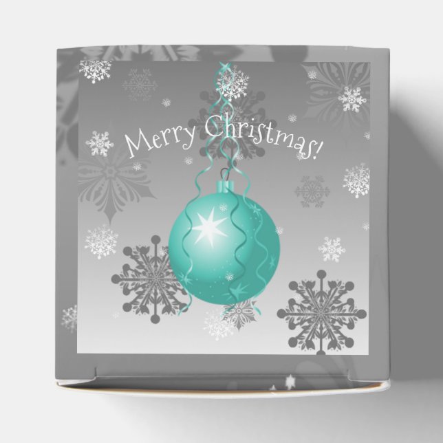 Teal Fancy Christmas Ornament Favour Box (Top)