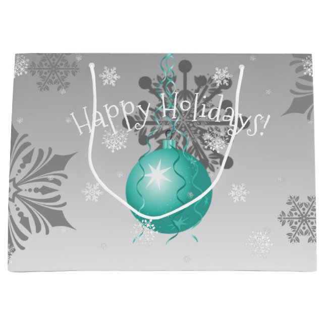 Teal Fancy Christmas Ornament Gift Bag (Front)