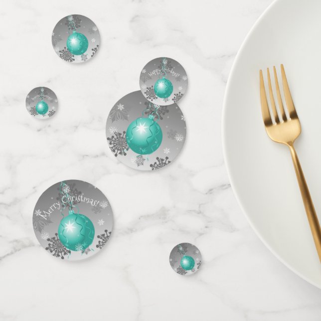 Teal Fancy Christmas Ornament Table Confetti (Group)