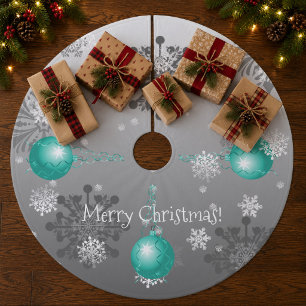 Teal Fancy Christmas Ornament Tree Skirt