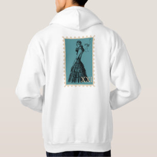 Teal Fashion Stamp Art Ostrich Skeleton XXI Hoodie