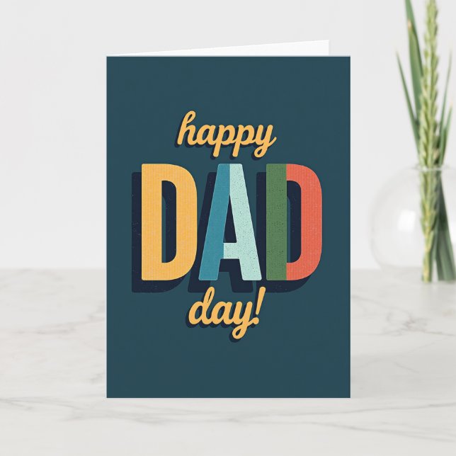 Teal Fathers Day Block Card (Front)