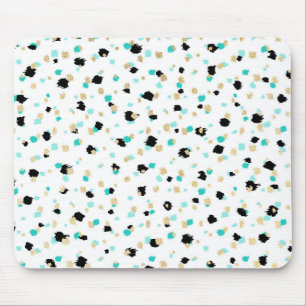 Teal, Faux Gold, & Black Speckled Paint Daubs Mouse Mat