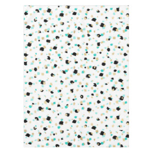 Teal, Faux Gold, & Black Speckled Paint Daubs Tablecloth