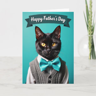 Teal Feline Fathers Day Card