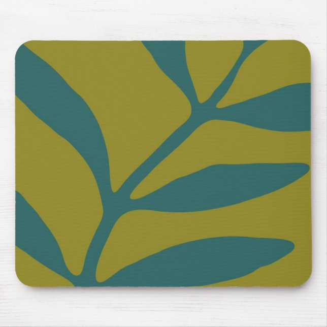 Teal Fern on Slate Mouse Mat (Front)