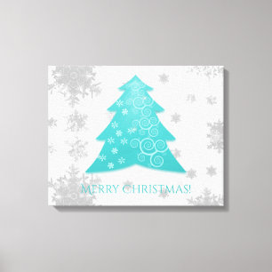 Teal Festive Christmas Tree Canvas Print