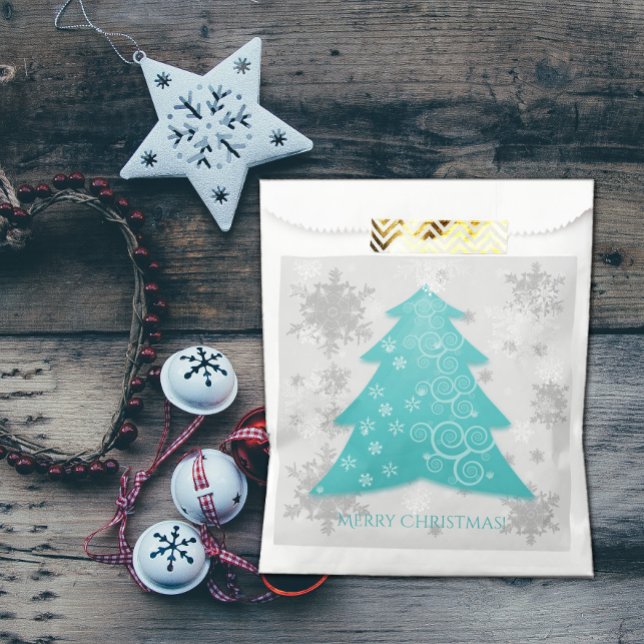 Teal Festive Christmas Tree Favour Bag (Teal Festive Christmas Tree Favor Bag)
