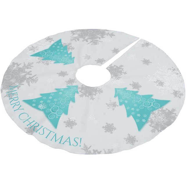 Teal Festive Christmas Tree Skirt (Angled)
