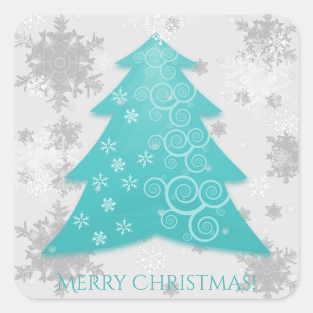 Teal Festive Christmas Tree Sticker (Front)