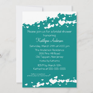 Teal Field of Hearts Bridal Shower Invitation