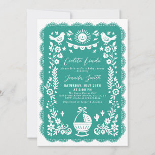 Teal Fiesta Cielito Lindo Baby Shower Invitation