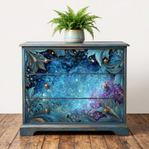 Teal Filigree Celestial Nebula Stardust