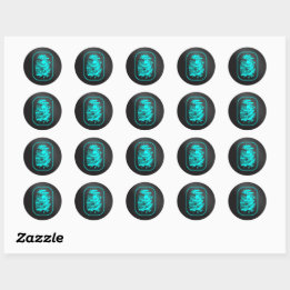 Teal Fingerprint Classic Round Sticker