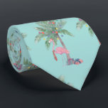 Teal Flamingo In Santa Hat with Palm Tree & Lights Tie<br><div class="desc">Introducing the "Christmas Teal Flamingo" collection, where holiday cheer meets tropical vibes! This unique design features a playful flamingo donning a Santa hat, standing proudly beside a palm tree adorned with festive lights, all set against a refreshing teal background. Perfect for those who celebrate Christmas in warm climates or simply...</div>
