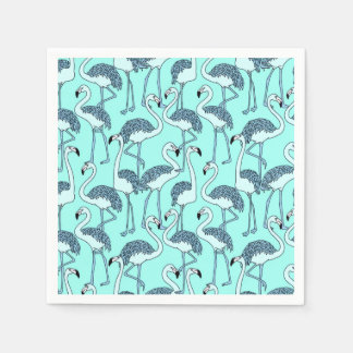 Teal Flamingo Pattern– Tropical Minimalist Napkin