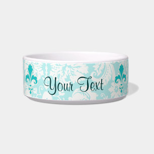 Teal Fleur de lis Bowl