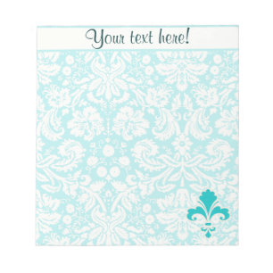 Teal Fleur de lis Notepad
