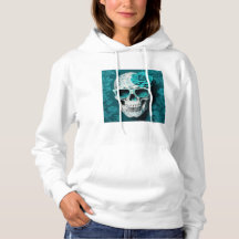 Teal Floral 3D Dead Skull wearing sunglasses