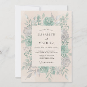 Teal Floral Artistry Wedding Invitation