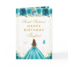 Teal Floral Brown Hair Girl Sweet Sixteen