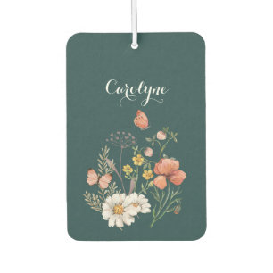 Teal Floral Car Air Freshener