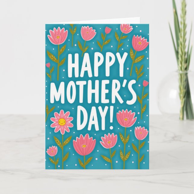 Teal Floral Celebration Card (Front)