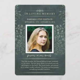 Teal Floral Custom Photo Poem Thank You Card