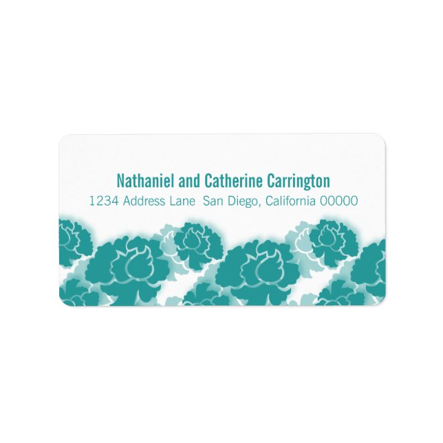 Teal Floral Decadence Address Labels (Front)