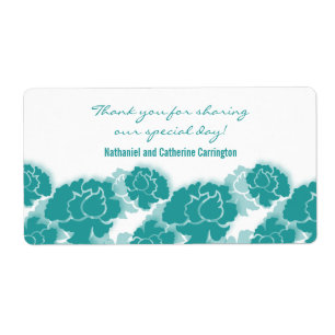 Teal Floral Decadence Wedding Labels