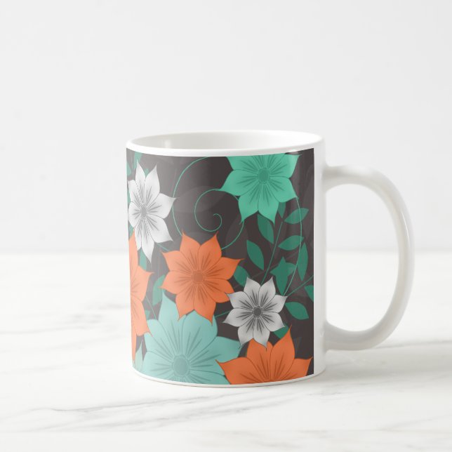 Teal Floral Design Mug (Right)