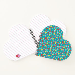 Teal Floral Ditsy Heart Notebook
