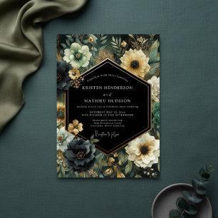 Teal Floral Enchantment Wedding Invitation
