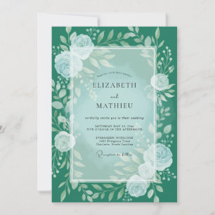 Teal Floral Enchantment Wedding Invitation