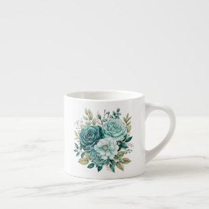 Teal Floral Espresso Cup