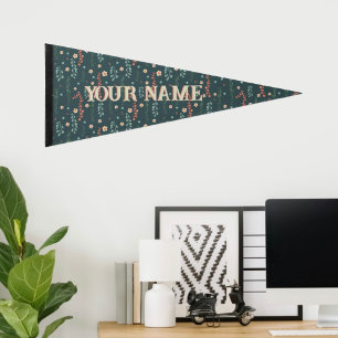 “Teal Floral” Inspirivity Pennant Pennant Flag