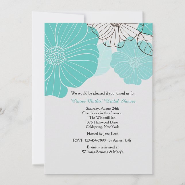 Teal Floral Invitation (Front)