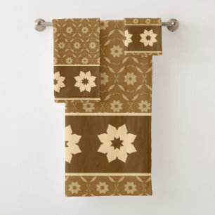 Teal Floral Mandala Star Seamless Pattern Bath Towel Set
