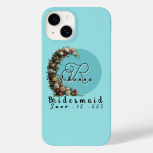 Teal Floral Monogram Tote Bag   Bridal Party  Case-Mate iPhone 14 Case