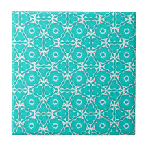 Teal Floral Moroccan Tile Pattern
