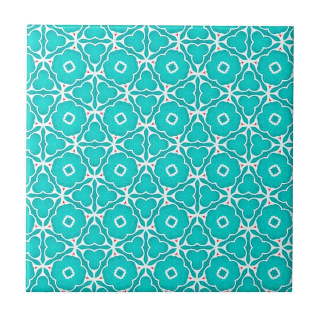 Teal Floral Moroccan Tile Pattern (Front)