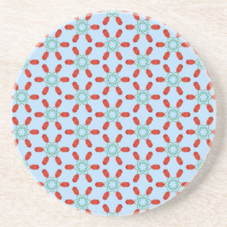  teal floral motifs geometrical pattern design  coaster