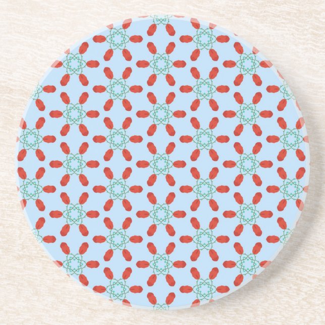  teal floral motifs geometrical pattern design  coaster (Front)