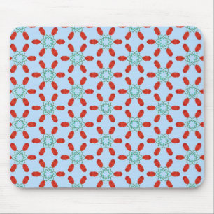 teal floral motifs geometrical pattern design mouse mat